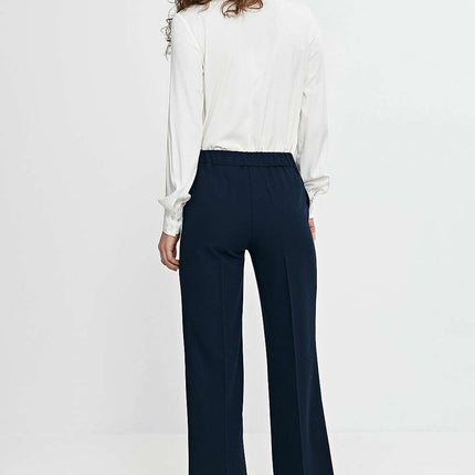 Orange Wide Leg Trousers For Women With Creased Front - Très Elite