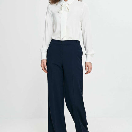 Orange Wide Leg Trousers For Women With Creased Front - Très Elite