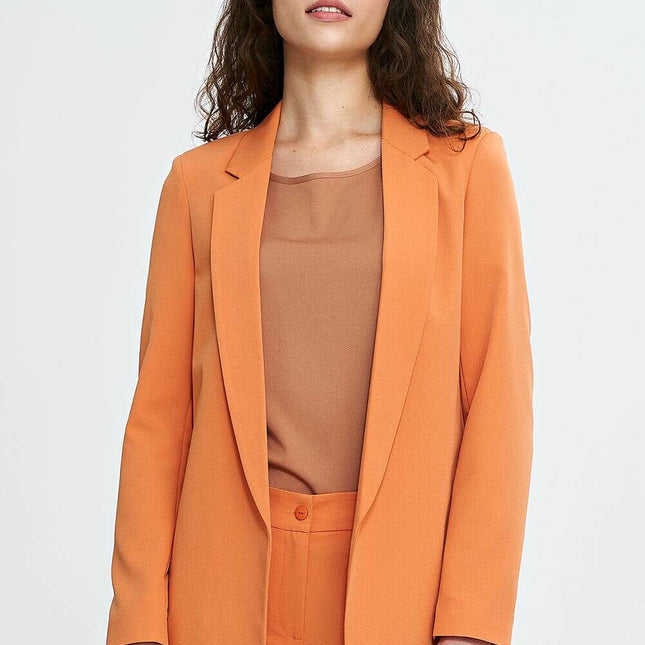 Orange Womens Blazer Jacket 210079 With Lapels Loose Fit