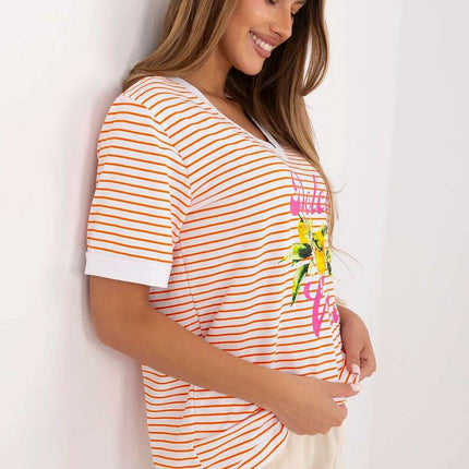 Orange Womens Blouse Model 213267 Breathable Cotton Blend - Très Elite