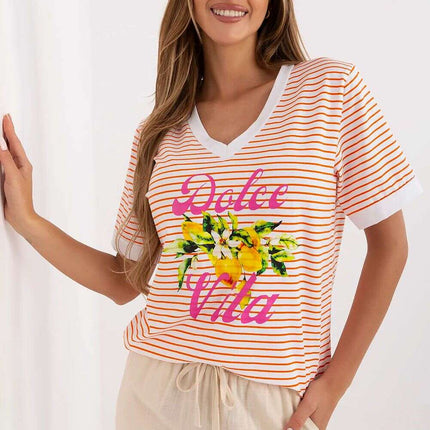 Orange Womens Blouse Model 213267 Breathable Cotton Blend - Très Elite