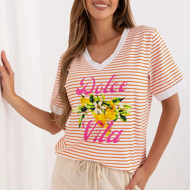 Orange Womens Blouse Model 213267 Breathable Cotton Blend