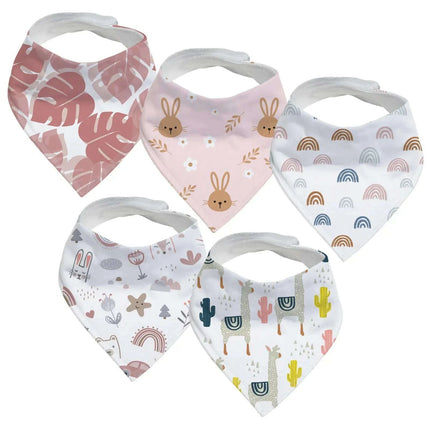 Organic Cotton Triangle Bibs Set for Newborns - Adorable Animal Designs for Feeding and Drooling