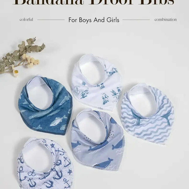 Organic Cotton Triangle Bibs Set for Newborns - Adorable Animal Designs for Feeding and Drooling