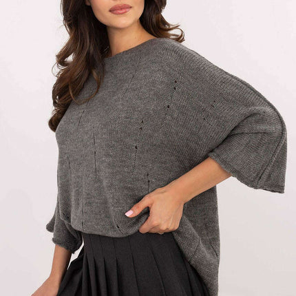 Oversize Jumper 203798 Womens Knit Sweater With Holes - Très Elite