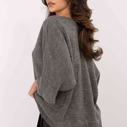 Oversize Jumper 203798 Womens Knit Sweater With Holes - Très Elite