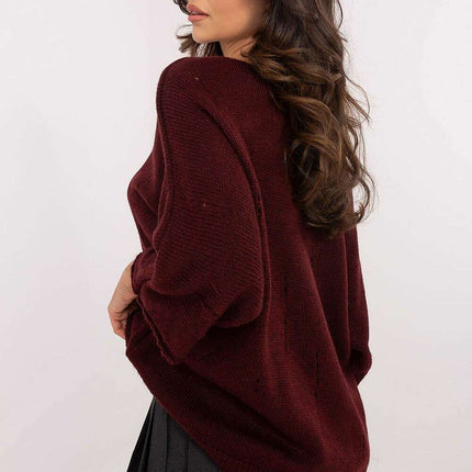 Oversize Jumper 203798 Womens Knit Sweater With Holes - Très Elite