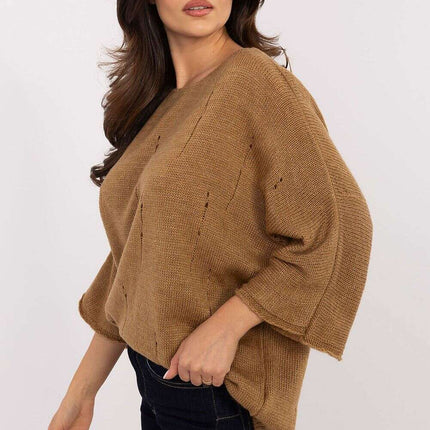 Oversize Jumper 203798 Womens Knit Sweater With Holes - Très Elite