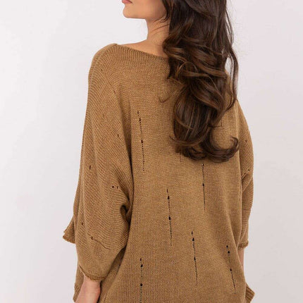 Oversize Jumper 203798 Womens Knit Sweater With Holes - Très Elite