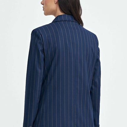 Oversized Grey Blazer With Subtle Tennis Stripes And Lapels - Très Elite