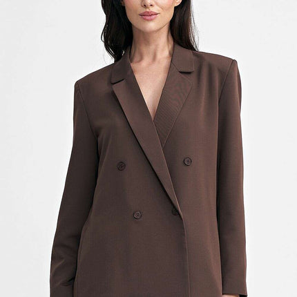 Oversized Grey Blazer With Subtle Tennis Stripes And Lapels