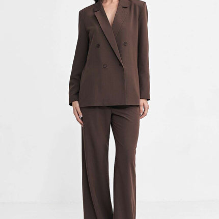 Oversized Grey Blazer With Subtle Tennis Stripes And Lapels - Très Elite