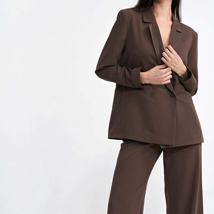 Oversized Grey Blazer With Subtle Tennis Stripes And Lapels - Très Elite