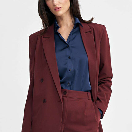 Oversized Grey Blazer With Subtle Tennis Stripes And Lapels - Très Elite