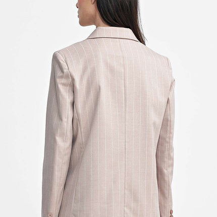 Oversized Grey Blazer With Subtle Tennis Stripes And Lapels - Très Elite