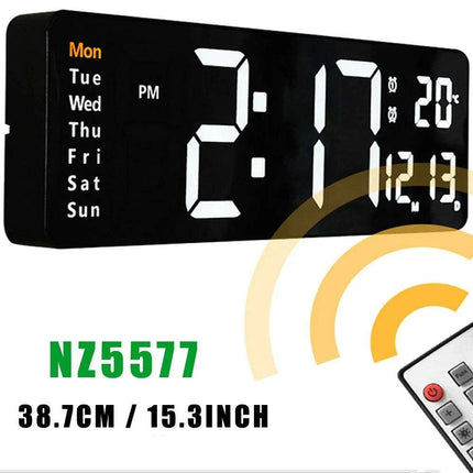 Oversized LED Digital Clock with Temperature, Calendar, and Dual Alarm Features for Modern Home and Office - Très Elite