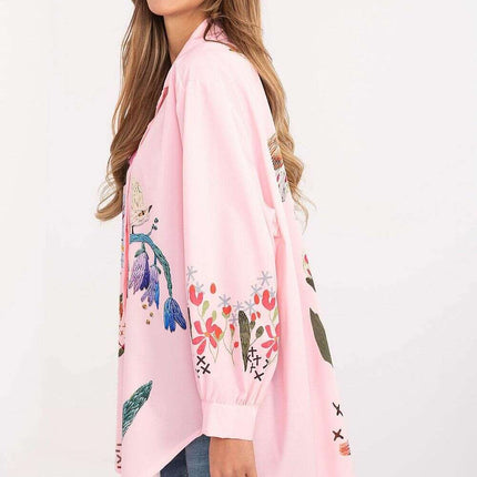 Oversized Pink Long Sleeve Shirt Model 206733 Lightweight - Très Elite