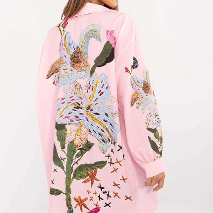 Oversized Pink Long Sleeve Shirt Model 206733 Lightweight - Très Elite