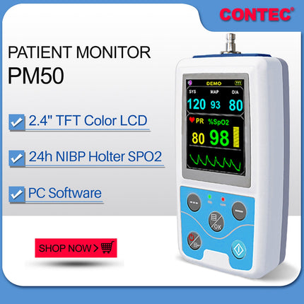 CONTEC PM50 NIBP Patient Monitor BP SpO2 PR And Dynamic Blood Pressure Alarm