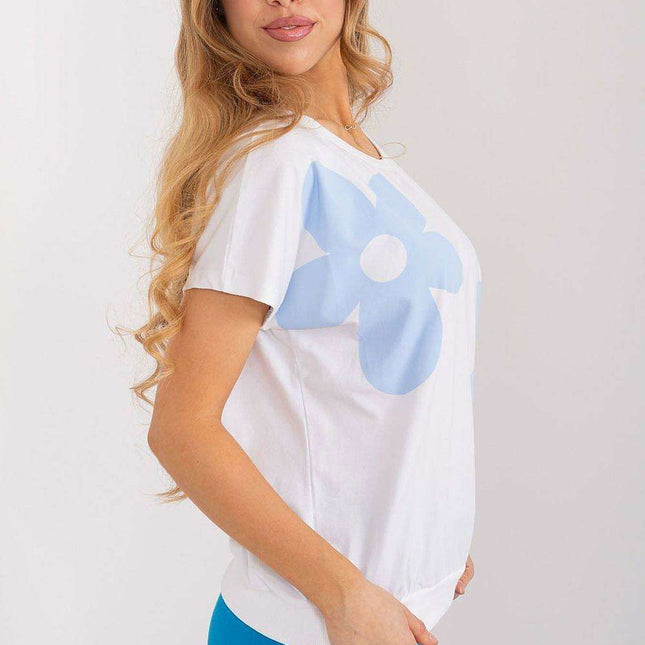 Parisian Blossom Cotton Top With Floral Print For Summer