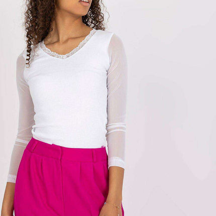 Parisian Charm Sheer Sleeve Blouse Elegant European Top - Très Elite