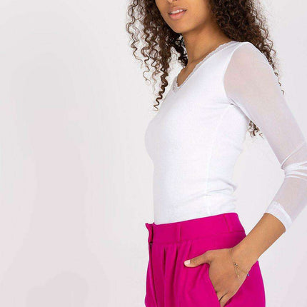 Parisian Charm Sheer Sleeve Blouse Elegant European Top - Très Elite