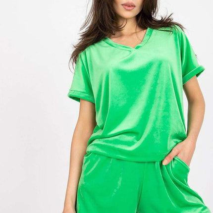 Parisian Chic Heart Neck Velour Top And High Waist Shorts - Très Elite