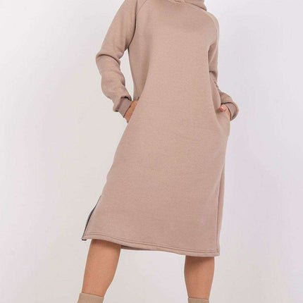 Parisian Chic Hooded Midi Dress In Europe Elegant Style