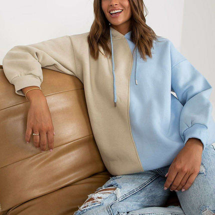 Parisian Chic Hooded Sweatshirt Two Tone Cozy Style - Très Elite