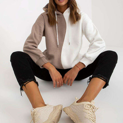 Parisian Chic Hooded Sweatshirt Two Tone Cozy Style - Très Elite