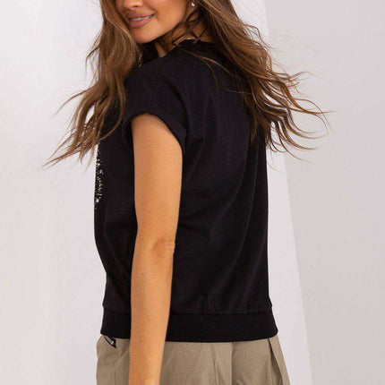 Parisian Chic Short Sleeve Cotton Blouse With Elegant Print - Très Elite