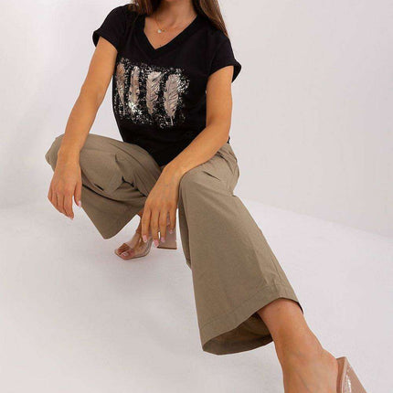 Parisian Chic Short Sleeve Cotton Blouse With Elegant Print - Très Elite