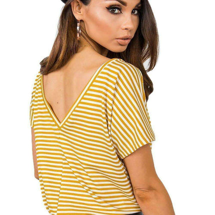 Parisian Elegance Striped Short Sleeve Tee For Women - Très Elite