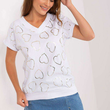Parisian Glitter Heart Blouse Elegant European Design - Très Elite