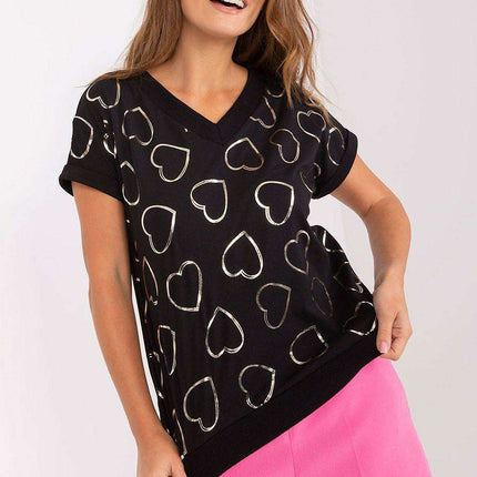Parisian Glitter Heart Blouse Elegant European Design - Très Elite