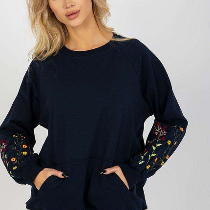 Parisian Inspired Embroidered Sweatshirt Kangaroo Pocket