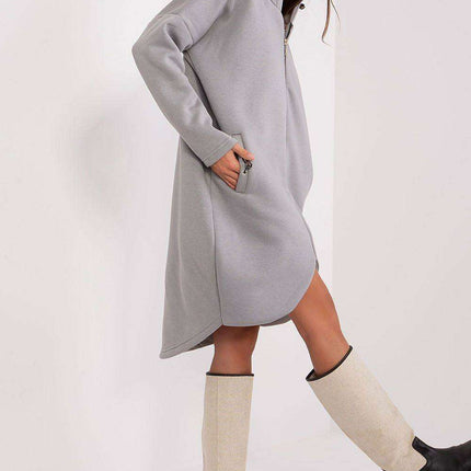 Parisian Inspired Urban Chic Zip Up Hooded Sweatshirt Grey