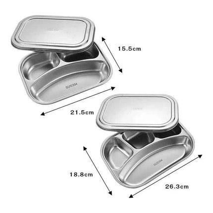 Partitioned Stainless Steel Lunch Plate Set - Elevate Your Dining Experience - Très Elite