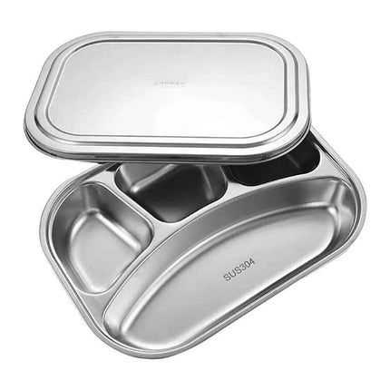 Partitioned Stainless Steel Lunch Plate Set - Elevate Your Dining Experience - Très Elite