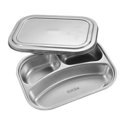 Partitioned Stainless Steel Lunch Plate Set - Elevate Your Dining Experience - Très Elite