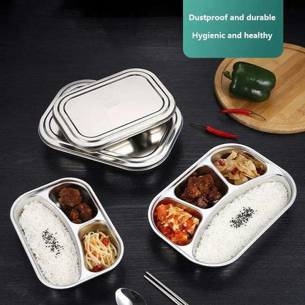 Partitioned Stainless Steel Lunch Plate Set - Elevate Your Dining Experience - Très Elite