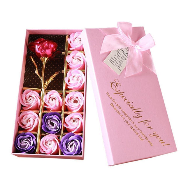 Passionate Love Soap Rose Luxury Gift Set - Opulent Wedding and Special Occasion Present with Elegant Gold Leaf Detail