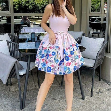 Pastel Bloom Layered Bicotone Cocktail Dress - Très Elite