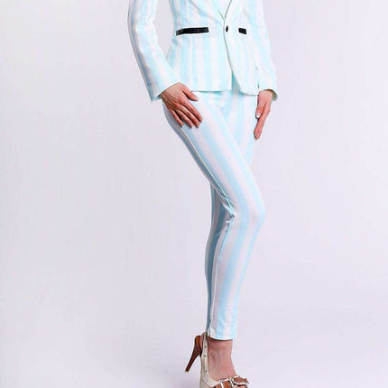 Pastel Striped Eco Leather Pocket Jacket - Effortless Feminine Style - Très Elite
