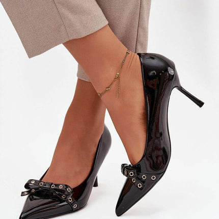 Patent Eco Leather Pointed Toe High Heels with Bow – 8cm Elegant Lift - Très Elite