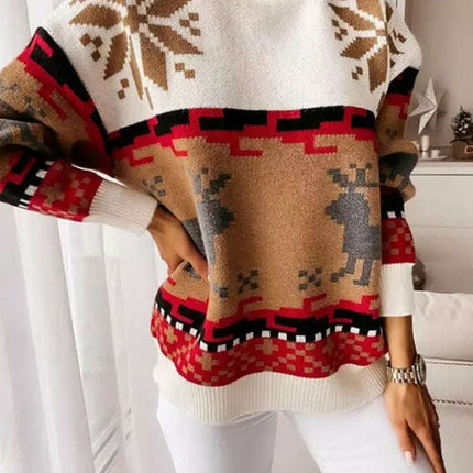 Patterned Graphic Knit Long Sleeve Sweater - Très Elite