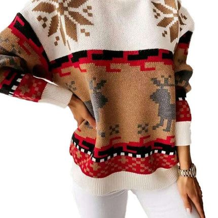 Patterned Graphic Knit Long Sleeve Sweater - Très Elite