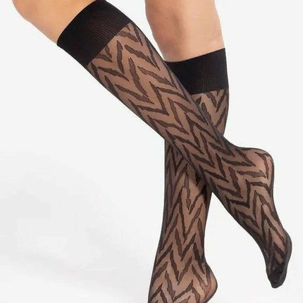 Patterned Knee High Socks 20 DEN Semi-Matte – Elegant Comfort Fit - Très Elite