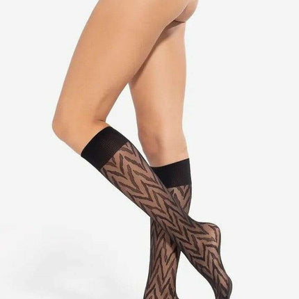 Patterned Knee High Socks 20 DEN Semi-Matte – Elegant Comfort Fit - Très Elite