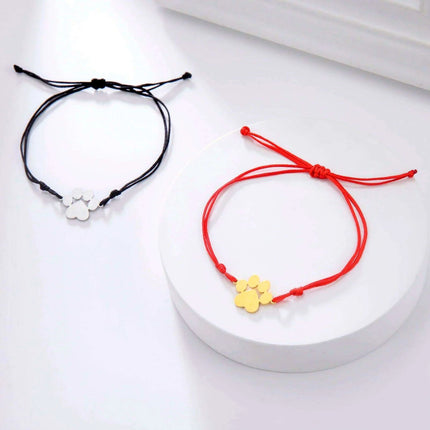 Paw Print Love Bracelet - Handcrafted Red Thread Jewelry for Pet Enthusiasts and Couples - Très Elite